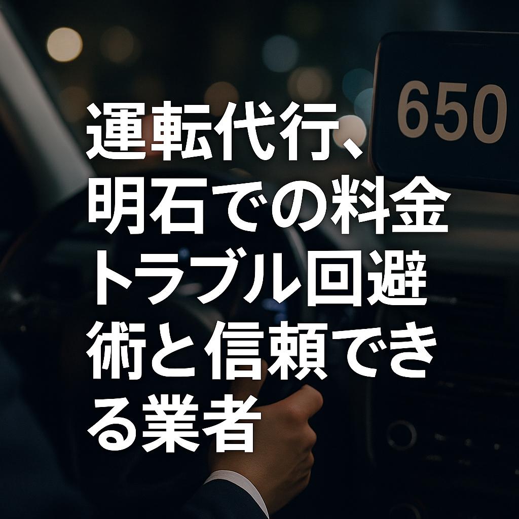 運転代行、明石での料金トラブル回避術と信頼できる業者