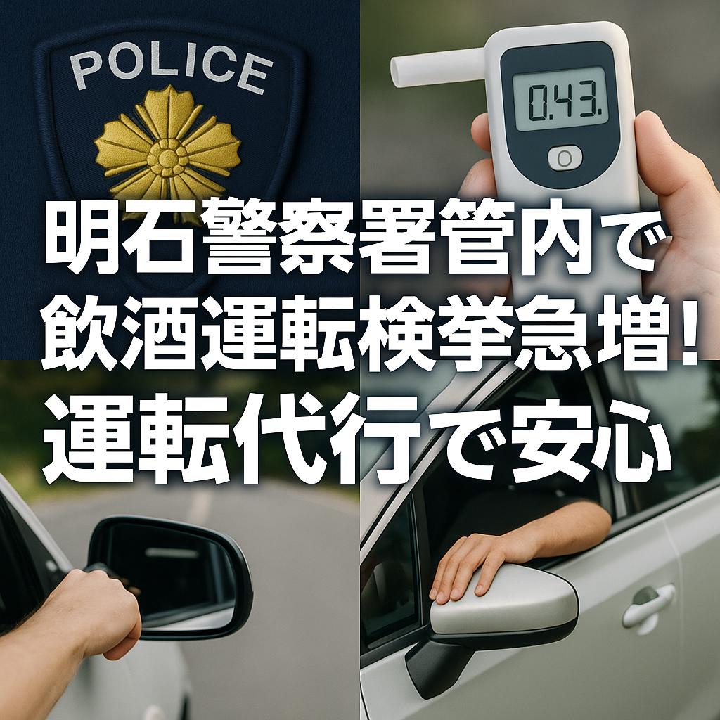 明石警察署管内で飲酒運転検挙急増！運転代行で安心