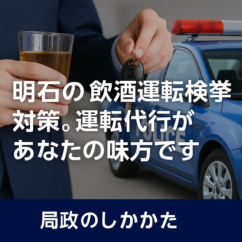 明石の飲酒運転検挙対策。運転代行があなたの味方です