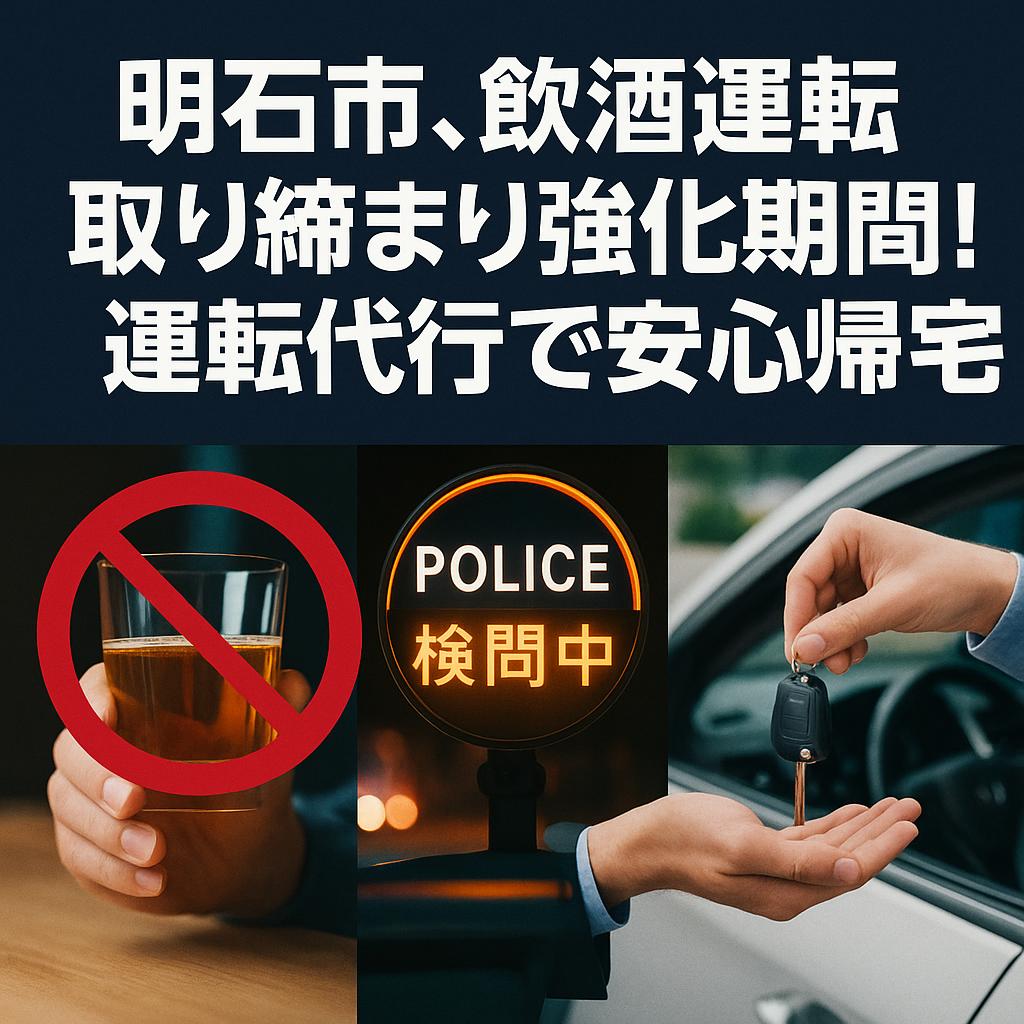 明石市、飲酒運転取り締まり強化期間!運転代行で安心帰宅